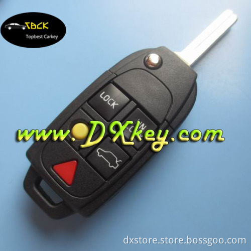 Top best 5buttons remote key case for volvo S60,S80,V70,XC70,XC90 key with NE66 blade cover key volvo